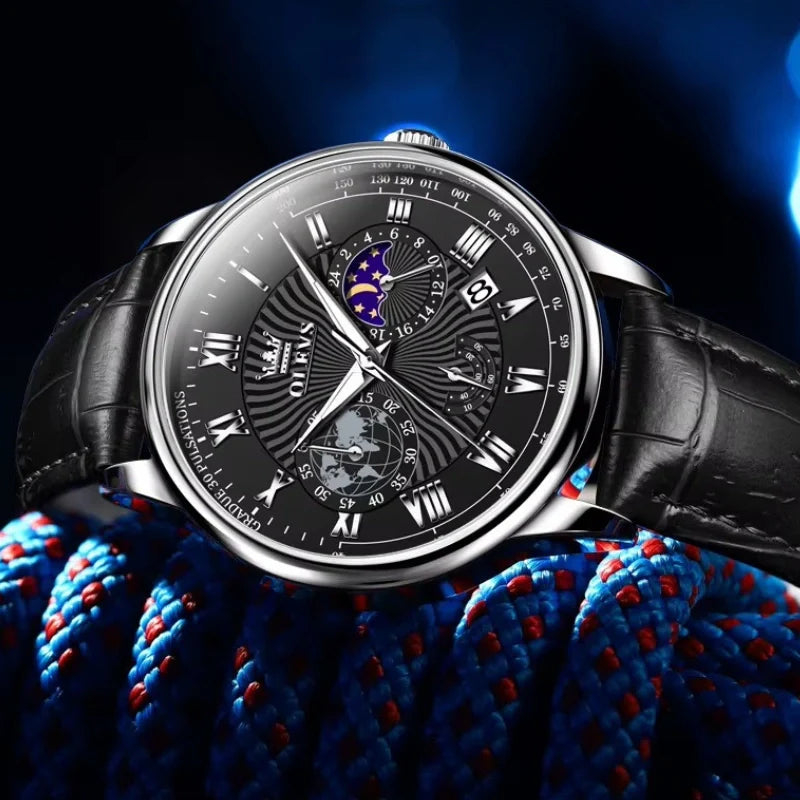 Elegante orologio da uomo - Acciaio inossidabile e quadrante nero