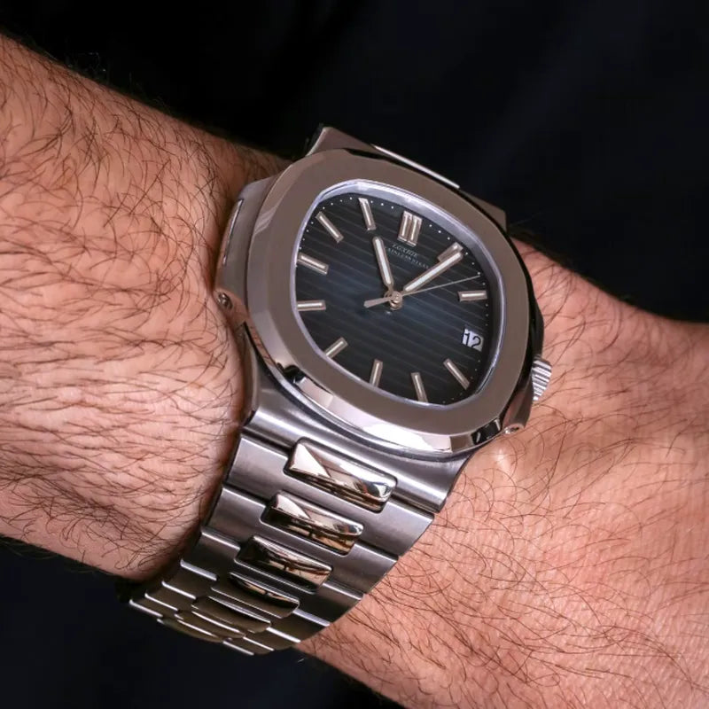 Elegante orologio da uomo - Acciaio inossidabile e quadrante blu intenso